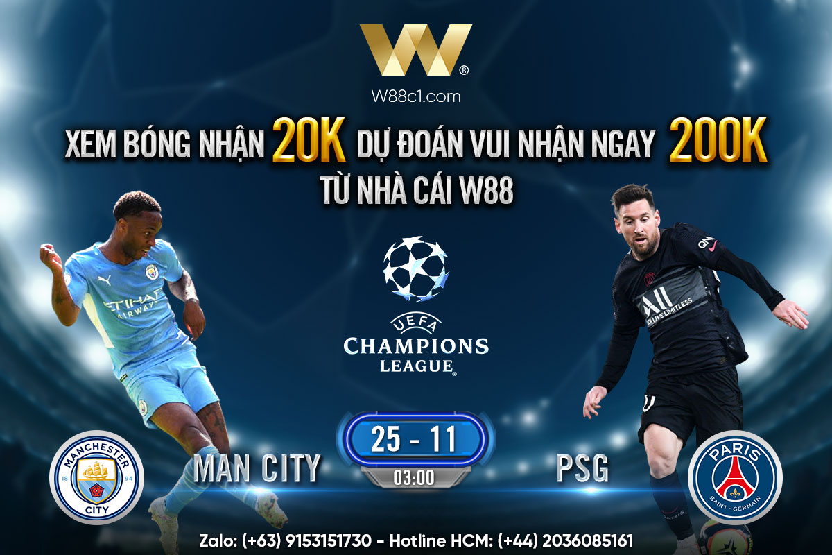 You are currently viewing [W88 – MINIGAME] MANCHESTER CITY – PSG | CHAMPIONS LEAGUE | NƠI ĐẲNG CẤP LÊN TIẾNG