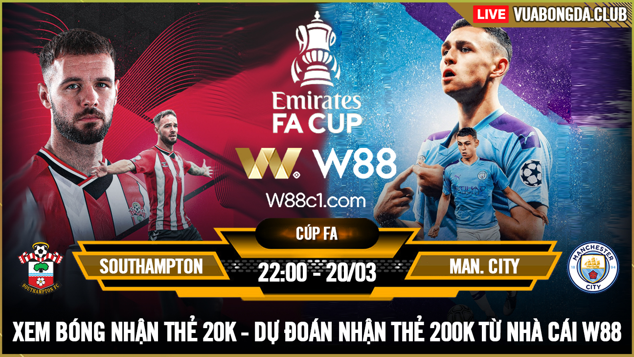 You are currently viewing [W88 – MINIGAME] SOUTHAMPTON – MAN. CITY | CÚP FA | ĐÃI CÁT TÌM VÀNG