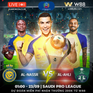 Read more about the article [W88 – MINIGAME] AL-NASSR – AL-AHLI | SAUDI PRO LEAGUE | RONALDO – MANE THĂNG HOA