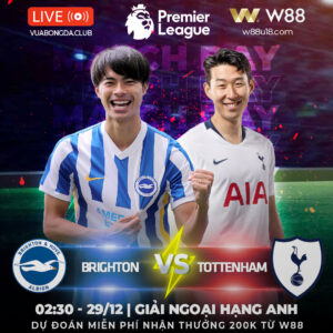 Read more about the article [W88 – MINIGAME]NGOẠI HẠNG ANH | BRIGHTON VS TOTTENHAM | NGÀY GÀ GÁY VANG