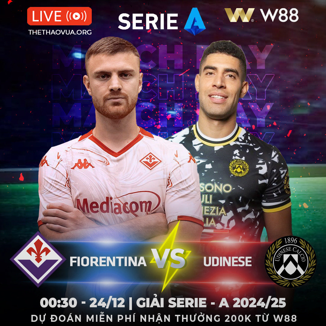 You are currently viewing [W88 – MINIGAME] FIORENTINA – UDINESE | MỒI NGON CHO VIOLA