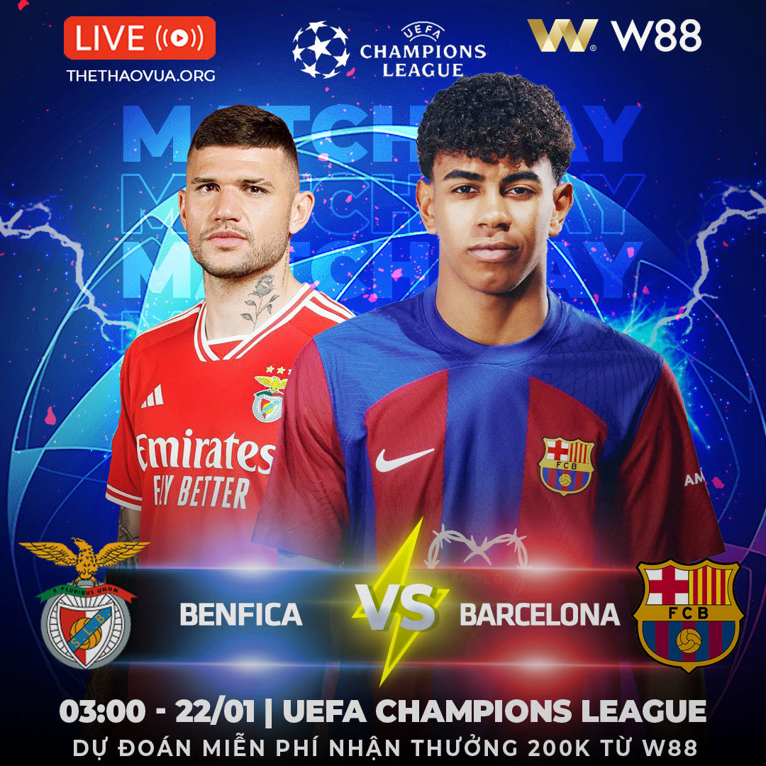 You are currently viewing [W88 – MINIGAME] BENFICA – BARCELONA | GIÀNH VÉ SỚM