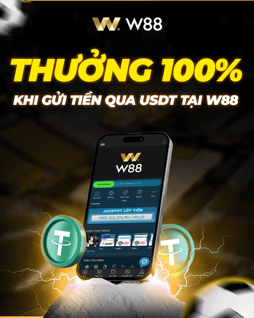 You are currently viewing THƯỞNG 100% KHI GỬI TIỀN QUA USDT TẠI W88